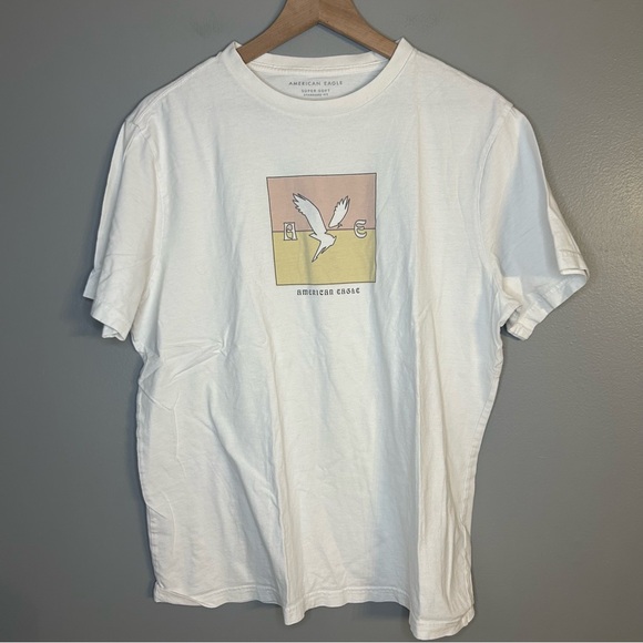 American Eagle Men’s White Super Soft Standard Fit T-Shirt, Size Large - Picture 2 of 6